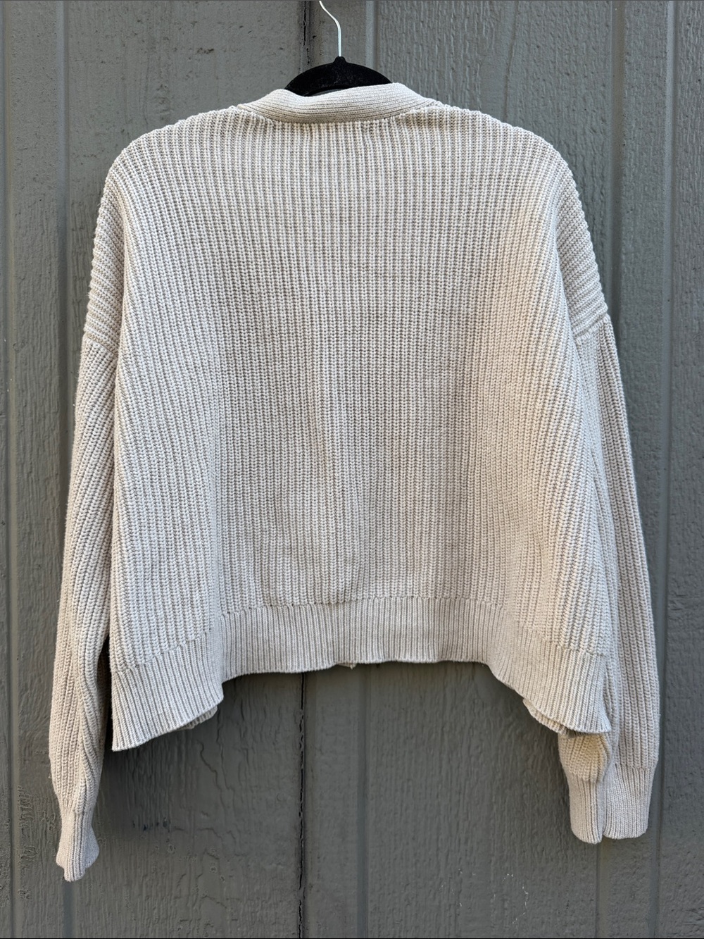 Quince 100% Organic Cotton Fisherman Boxy Cropped V-Neck Button Cardigan Size: L - Picture 6 of 8